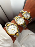 ساعت مچی زنانه و مردانه رولکس دیت جاست نقرهای طلایی صفحه سفید