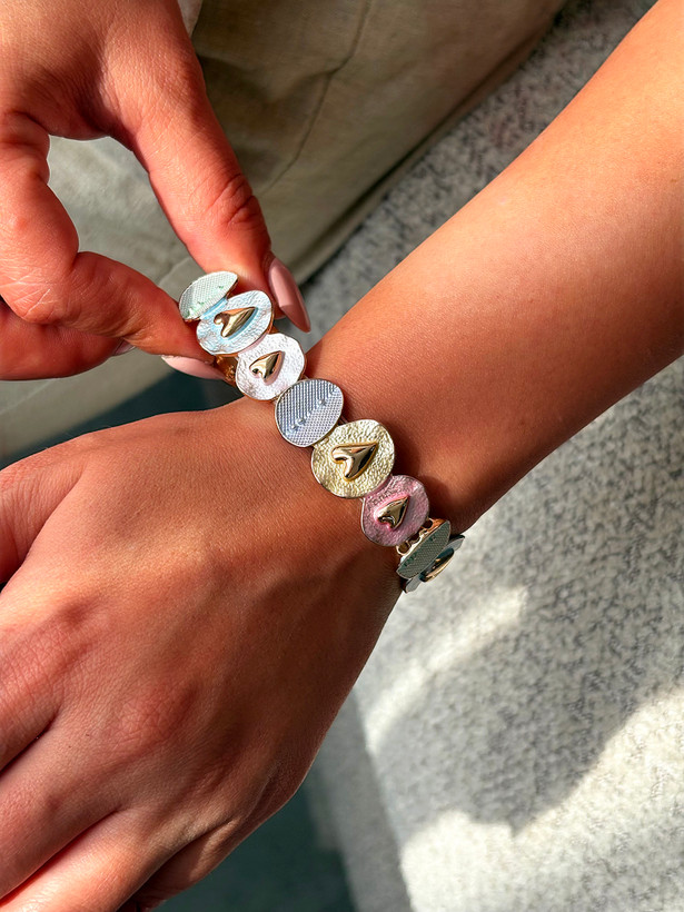 دستبند کشی استیل میناکاری طرح قلب