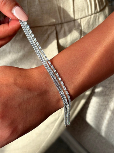 دستنبد زنانه تنیسی دو ردیف ریز و درشت