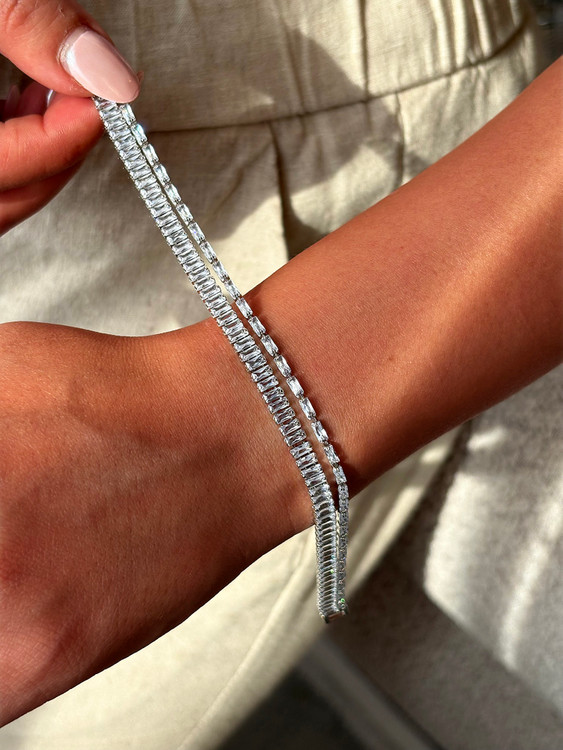 دستنبد زنانه تنیسی دو ردیف ریز و درشت