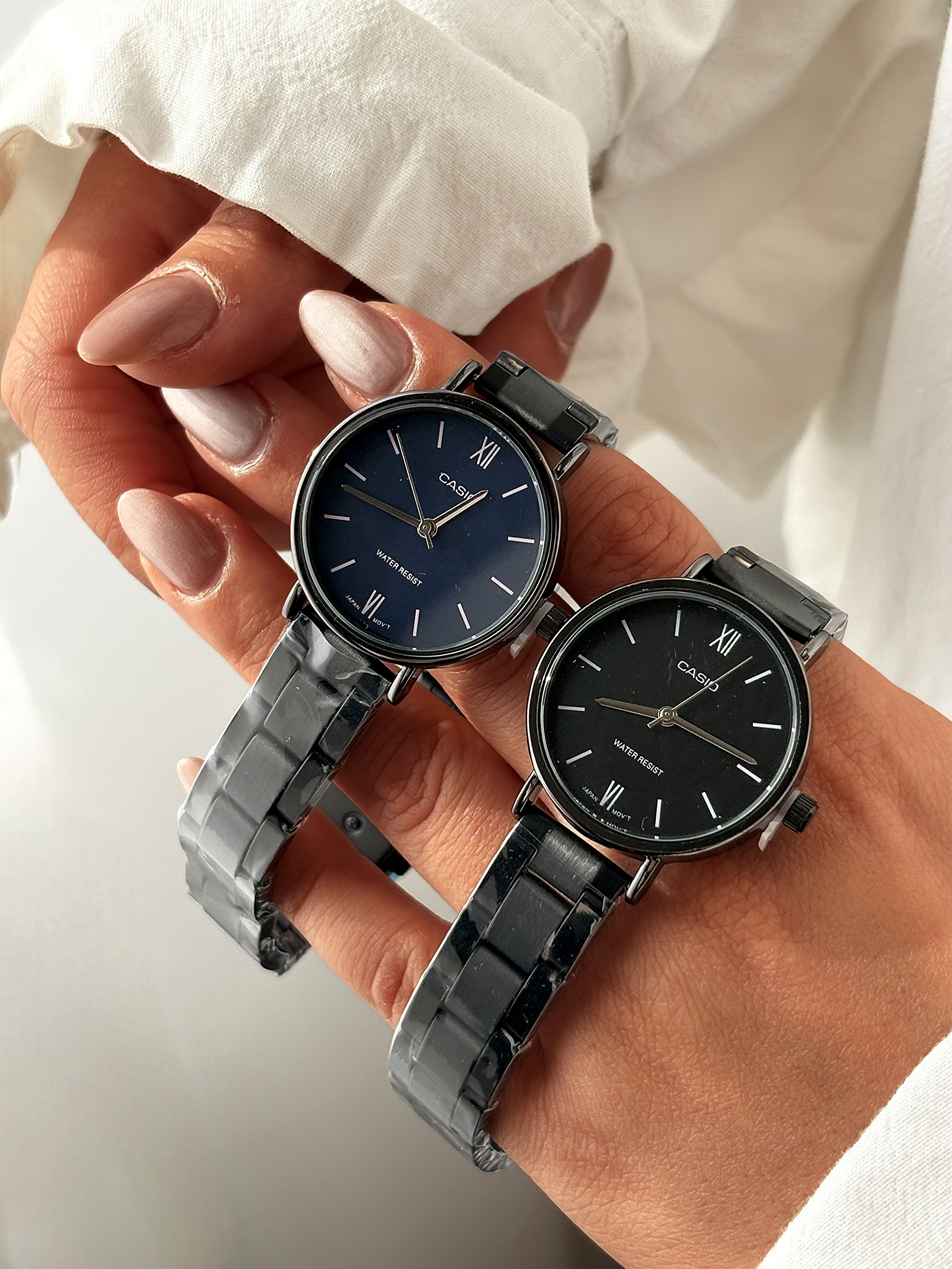 ساعت مچی گرد کاسیو مشکی صفحه مشکی و صفحه سرمه‌ای