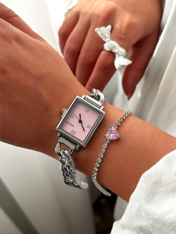 ساعت مچی زنانه کارتیه نقرهای صورتی