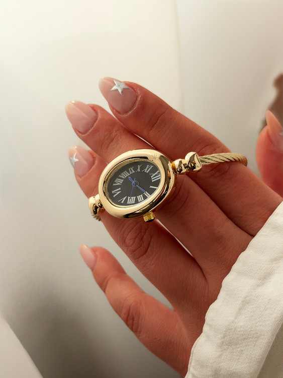 طلایی صفحه مشکی ساعت مچی زنانه بنگلی فری سایز