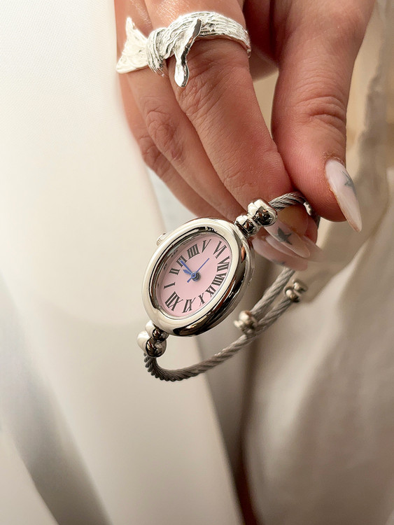 ساعت مچی زنانه صفحه صورتی بنگلی فری سایز