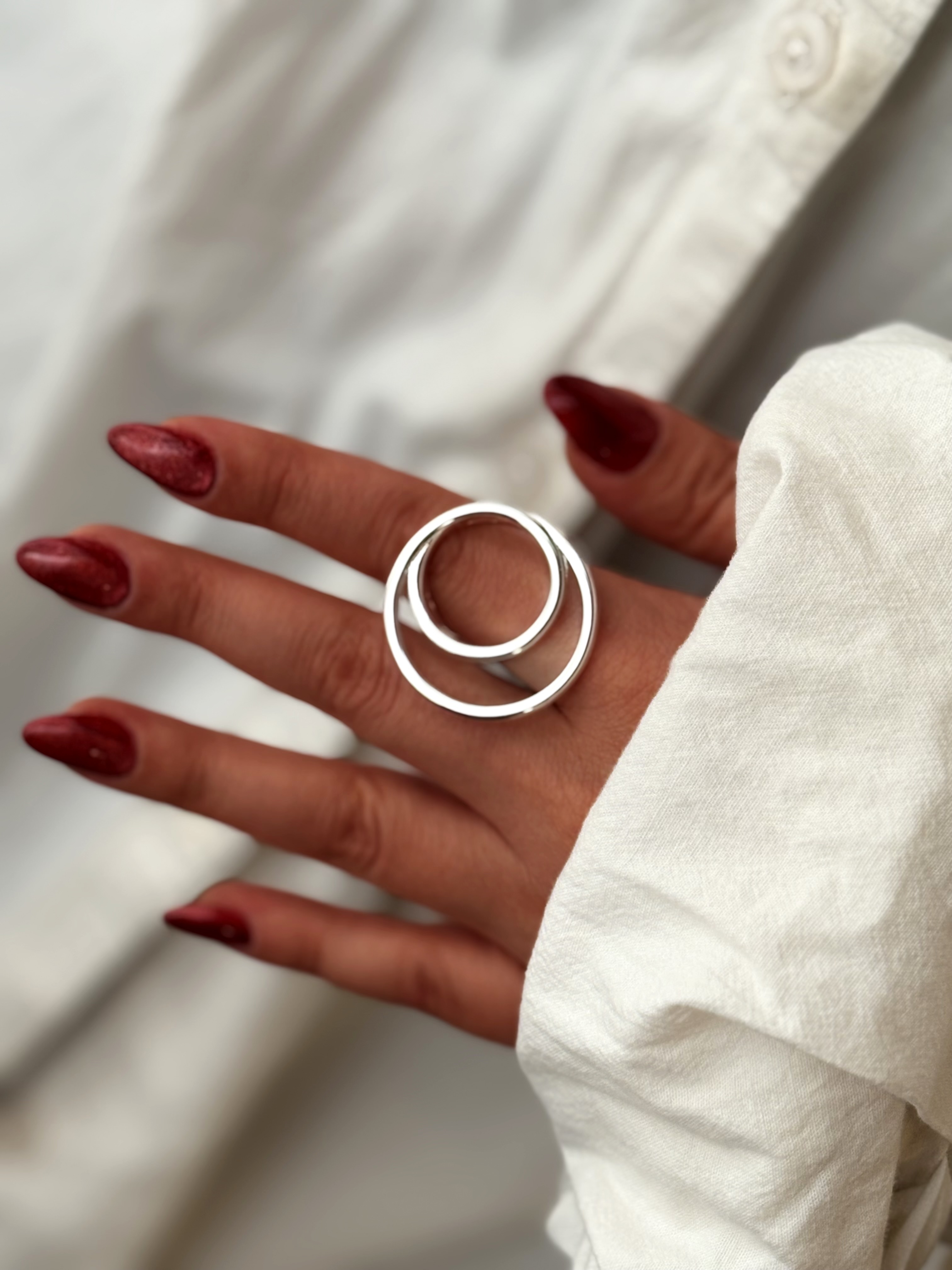 انگشتر زنانه آبکاری نقره دایره