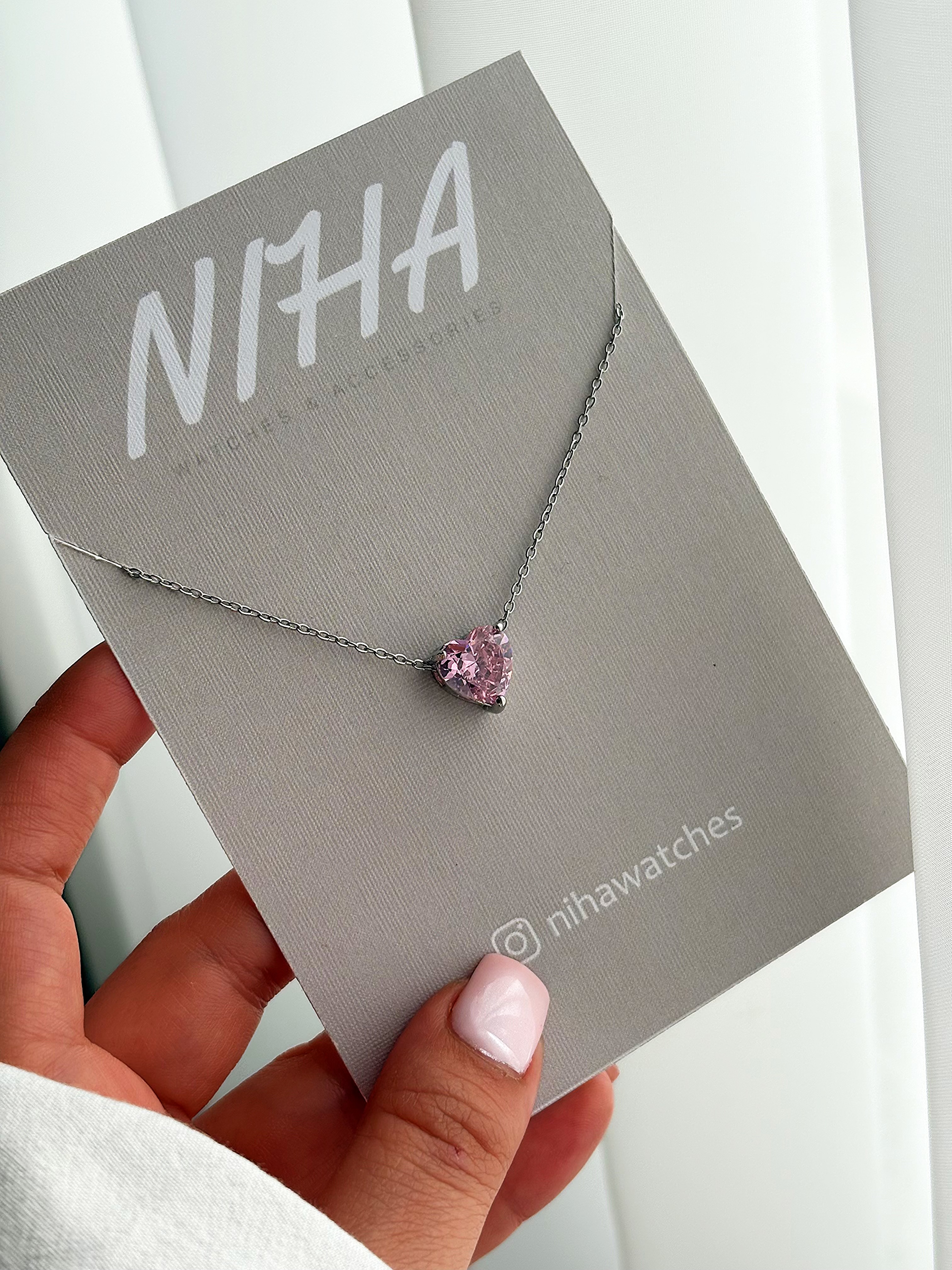 گردنبند زنانه قلب صورتی